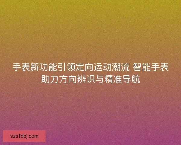 手表新功能引领定向运动潮流 智能手表助力方向辨识与精准导航