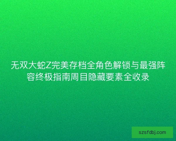无双大蛇Z完美存档全角色解锁与最强阵容终极指南周目隐藏要素全收录 无双大蛇Z完美存档全角色解锁与最强阵容终极指南周目隐藏要素全收录