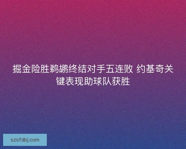 掘金险胜鹈鹕终结对手五连败 约基奇关键表现助球队获胜 掘金险胜鹈鹕终结对手五连败 约基奇关键表现助球队获胜