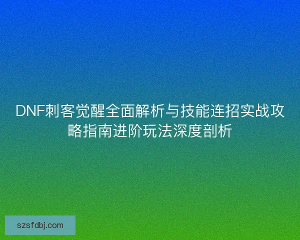 DNF刺客觉醒全面解析与技能连招实战攻略指南进阶玩法深度剖析 DNF刺客觉醒全面解析与技能连招实战攻略指南进阶玩法深度剖析
